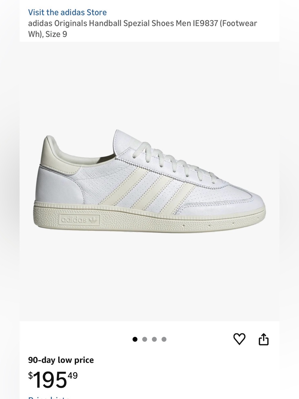 adidas Men’s White & Cream cloud handball spezial leather sneakers